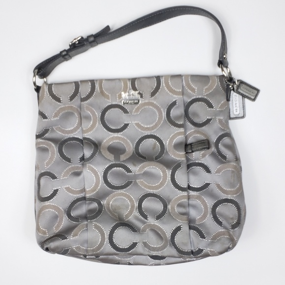 Coach Handbags - Coach | Over the Shoulder Grey Silver Logo Handbag